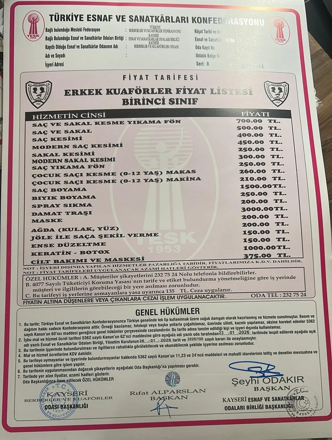 Kayseride berber ücretlerine zam! Saç-sakal bakın kaç lira oldu