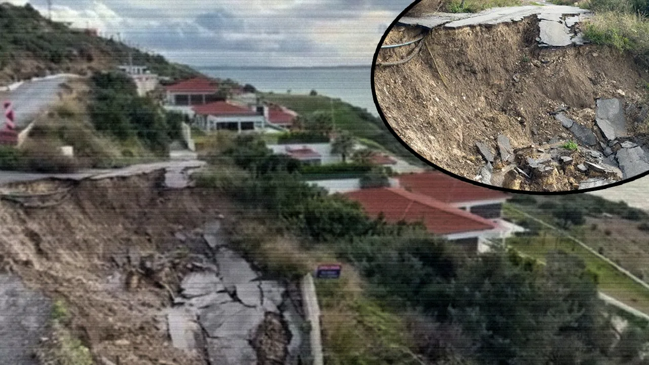 Lüks villaların dibine kadar geldi! Çeşme Dalyan'da heyelan paniği
