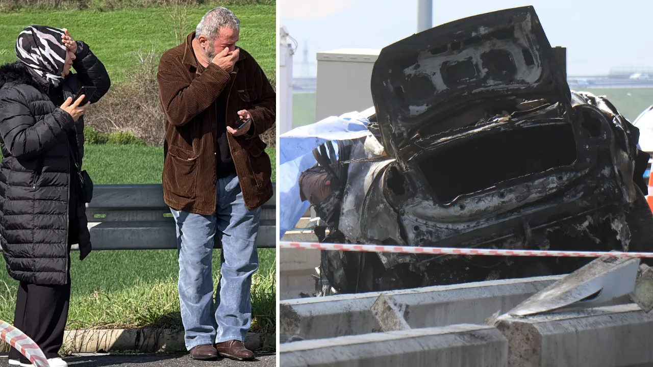 Gişelere saplanan araç alev topuna döndü! Sürücü can verdi, yakınları kendinden geçti