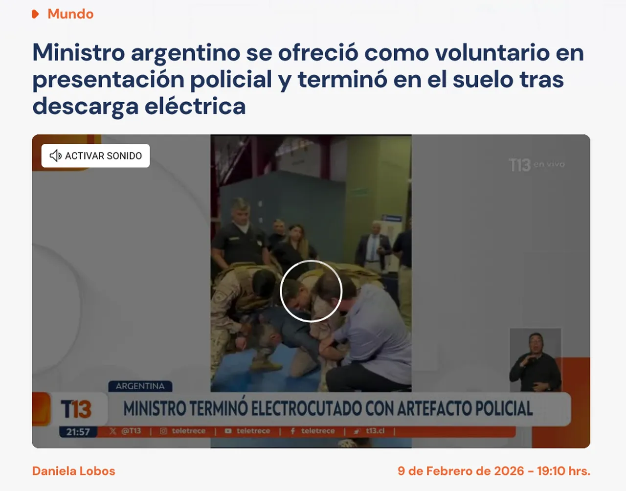 Arjantinli Bakan canlı yayında çarpıldı! Aniden yere yığıldı