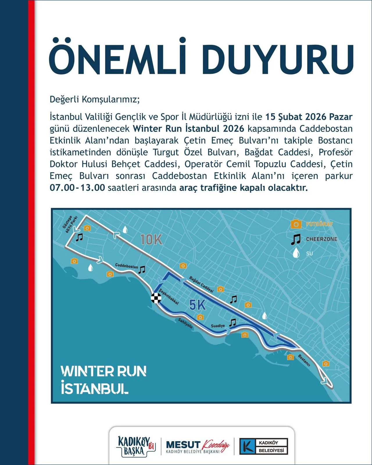 Bağdat Caddesi kapalı mı, ne zaman açılacak? Winter Run 2026 için trafiğe kapalı olan yollar duyuruldu