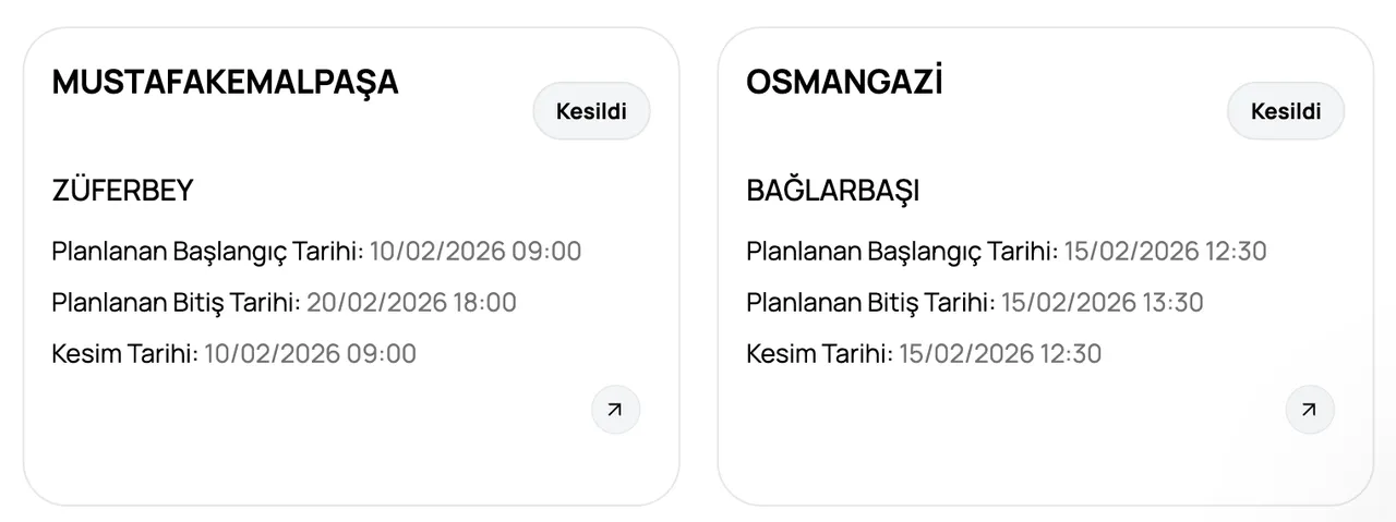 BUSKİ su kesintisi 15 Şubat: Bursa Mudanya, Mustafakemalpaşa ve Osmangazide sular saat kaçta gelecek?