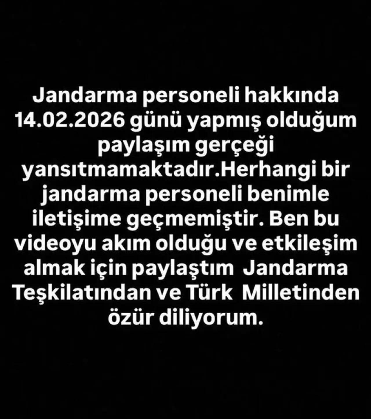 Jandarma paylaşımı gündem olmuştu! O kadından özür geldi