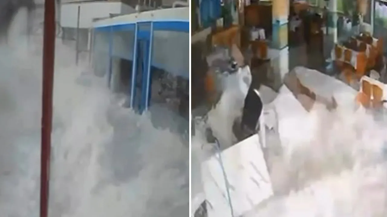 Alanya'da dalgalar balık lokantasını bastı