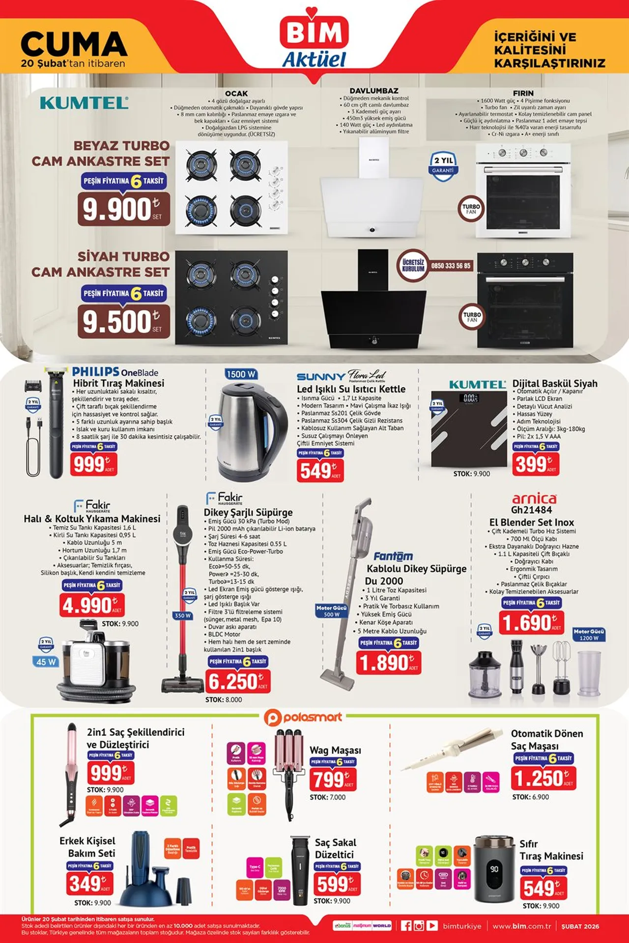 BİM Aktüel 20 Şubat 2026: TV,cep telefonu, ankastre set… İşte haftanın indirimli ürünleri