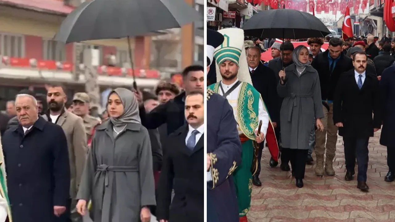 Erzincan'da koruma polisinin şemsiye tuttuğu görüntü gündem oldu! Kaymakamdan açıklama geldi