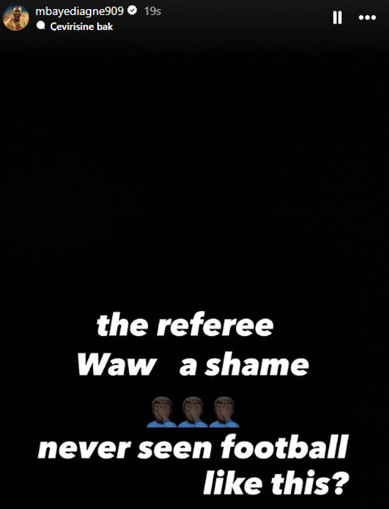 Diagne'nin Instagram paylaşımı