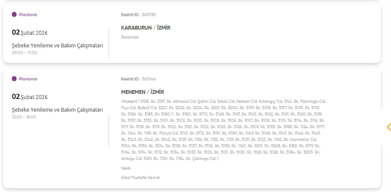 Gediz elektrik İzmir elektrik kesintisi! 2 Şubat İzmir'de elektrikler ne zaman gelecek?