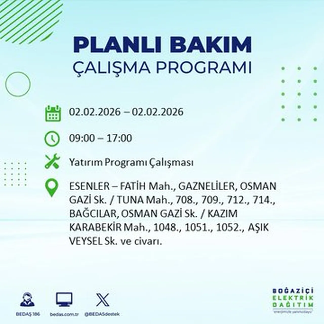 İstanbulun birçok ilçesinde saatler sürecek! Elektrikler ne zaman gelecek? BEDAŞ ilçe ilçe paylaştı!