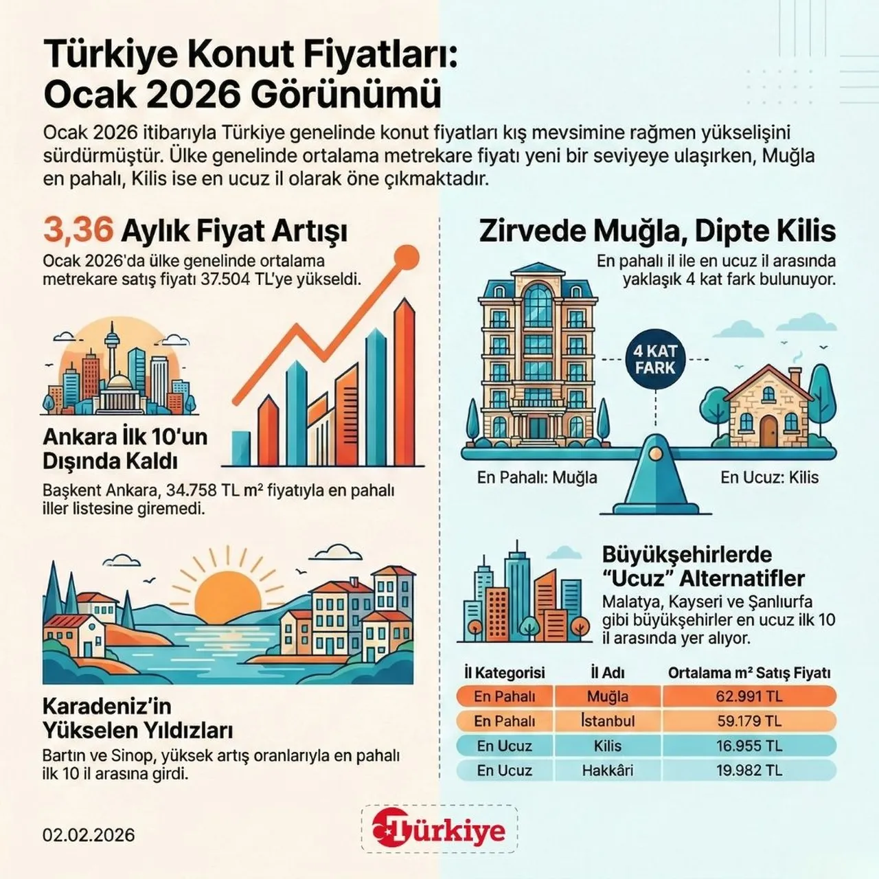 Türkiye'de konut fiyatları: Ocak 2026 görünümü