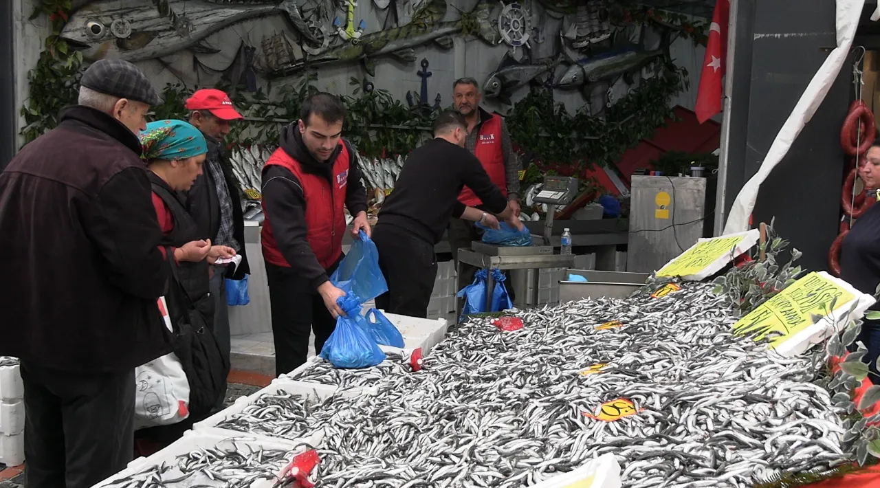 1 günde 2 ton hamsi geldi! 450 liradan 50 TL'ye düşünce kapış kapış satıldı