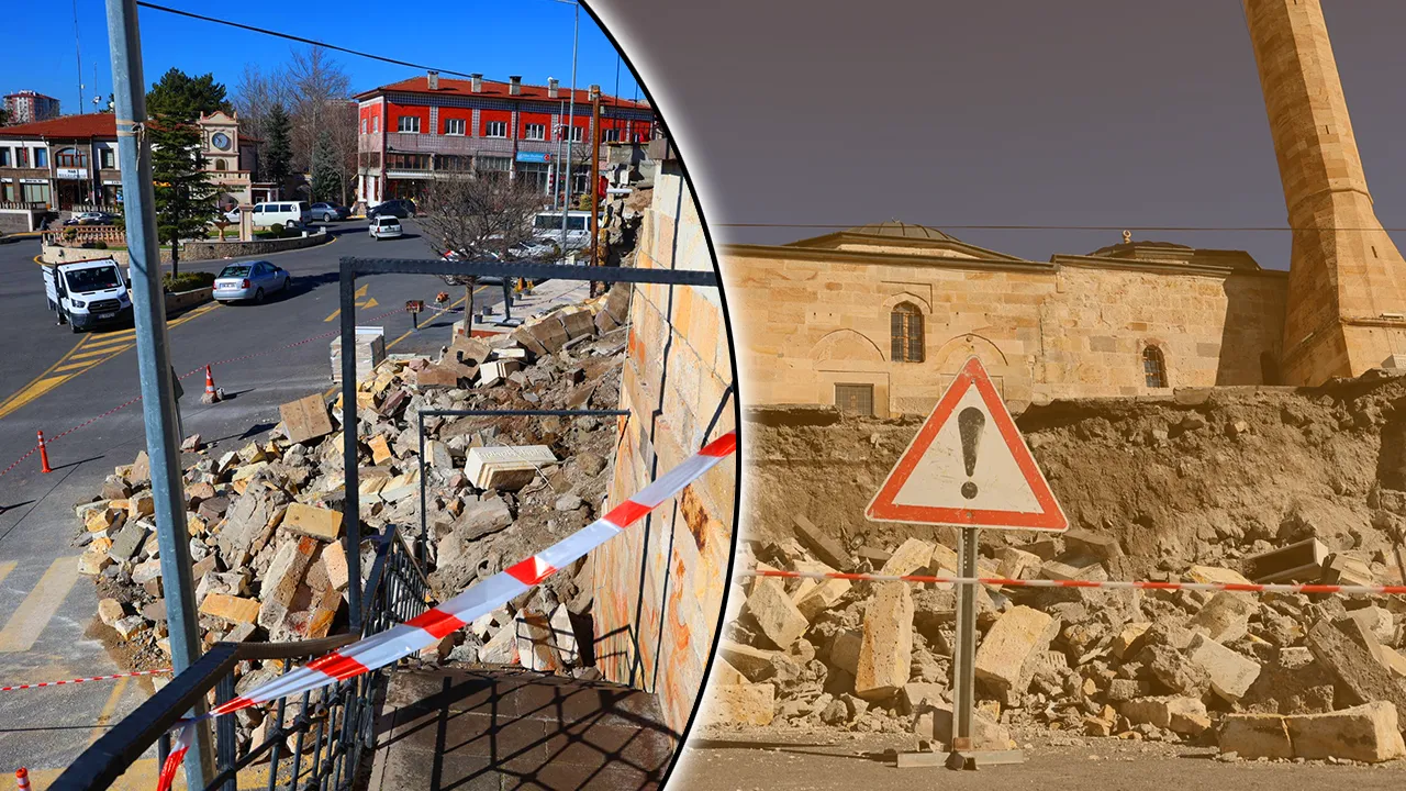 313 yıllık tarihi camide yürekleri ağza getiren olay! İstinat duvarı çöktü