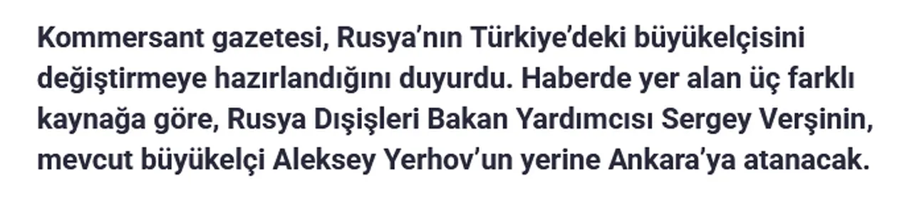 Putin'den Türkiye kararı! Suriye dosyasının kilit ismi Ankara Büyükelçisi oldu
