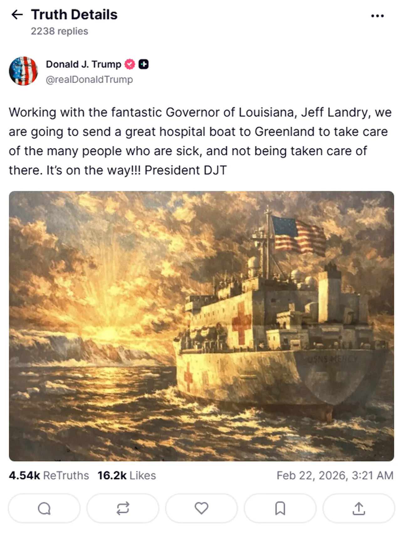 ABDden dikkat çeken Grönland hamlesi! Hastane gemisi yolda