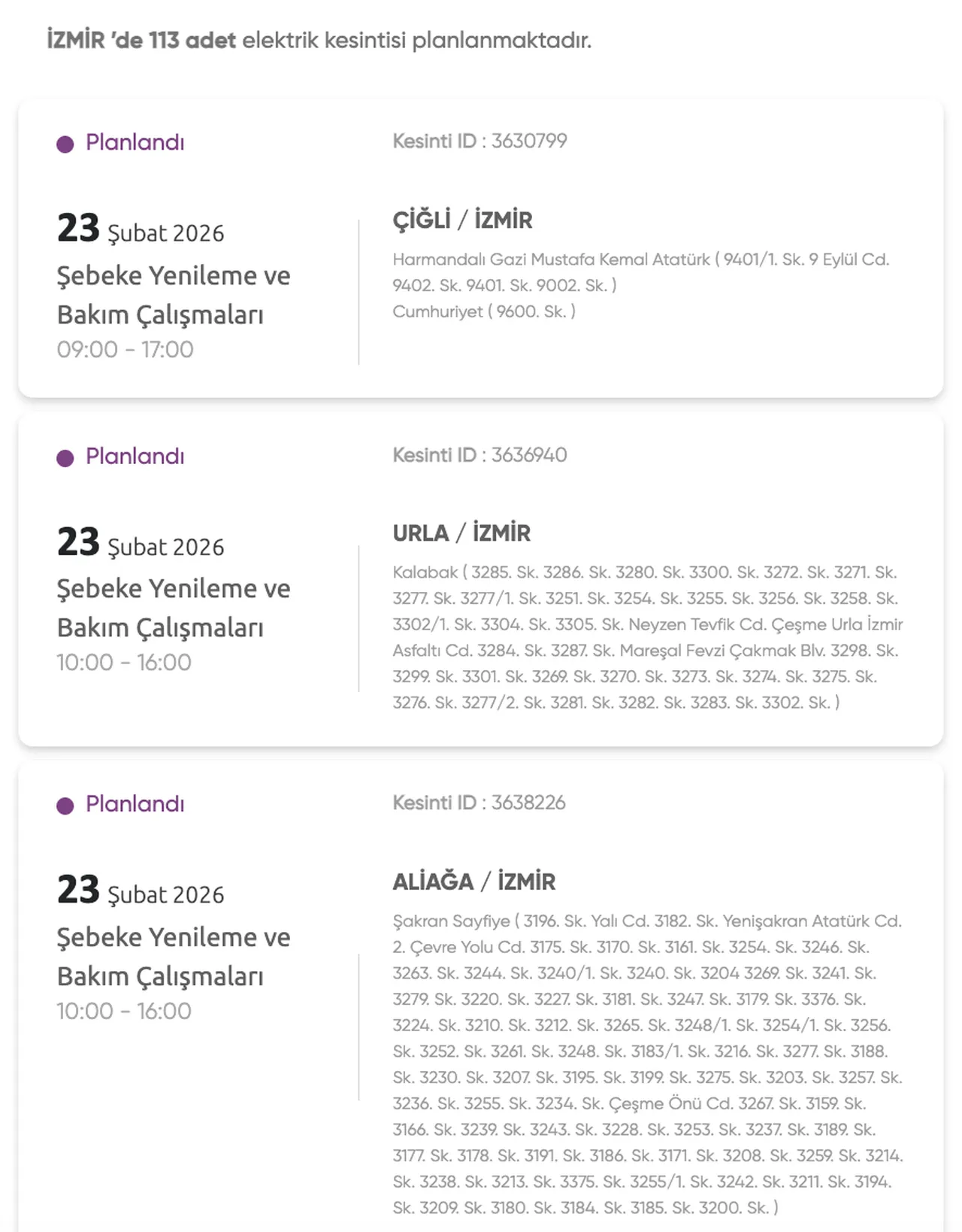 Gediz elektrik kesintisi 23 Şubat listesi! İzmirde elektrikler saat kaçta gelecek?