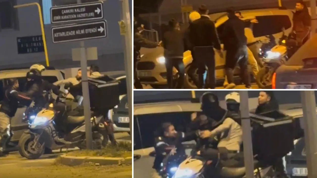Trafik kavgası! Yumruk ve tekmeler havada uçuştu
