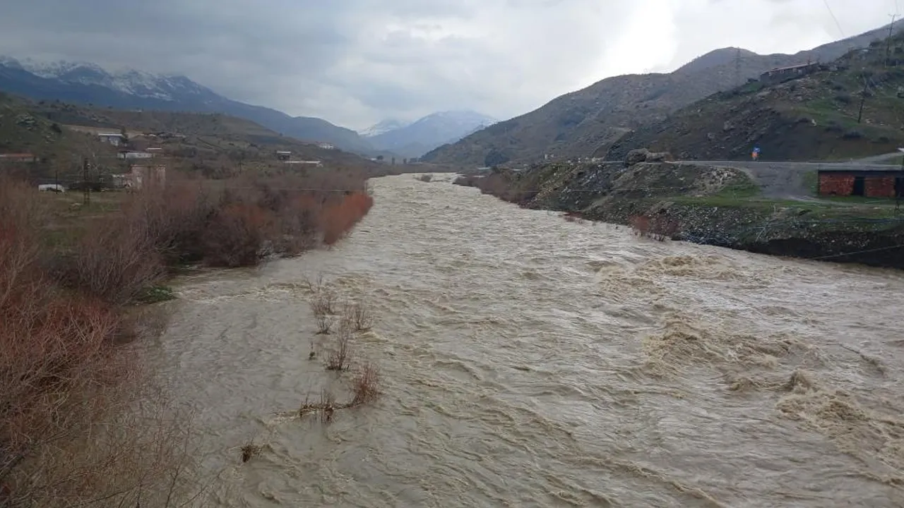 Diyarbakır'da Kulp Çayı taştı: Karlar eridi, debi rekor seviyeye çıktı