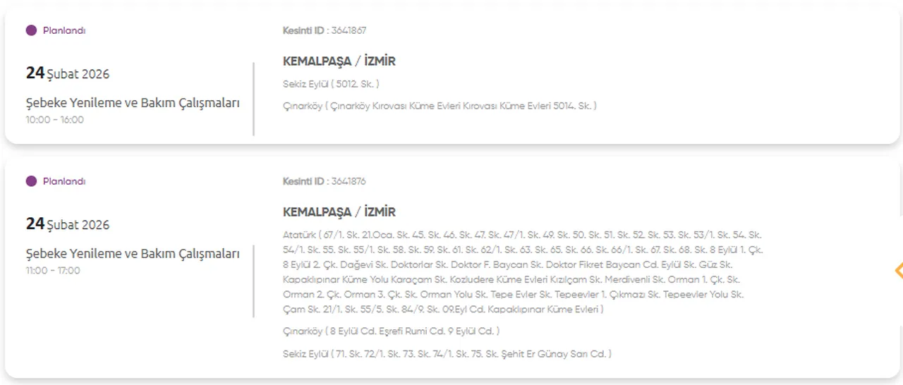 GDZ İzmir elektrik kesintisi listesi 24 Şubat! İzmirde elektrikler ne zaman gelecek?