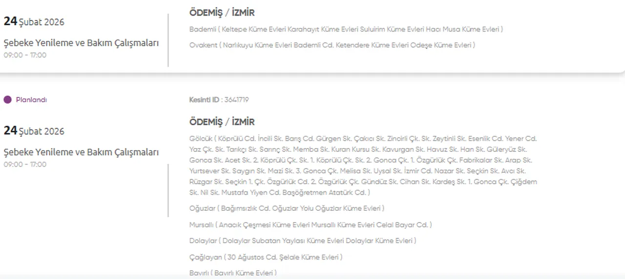 GDZ İzmir elektrik kesintisi listesi 24 Şubat! İzmirde elektrikler ne zaman gelecek?