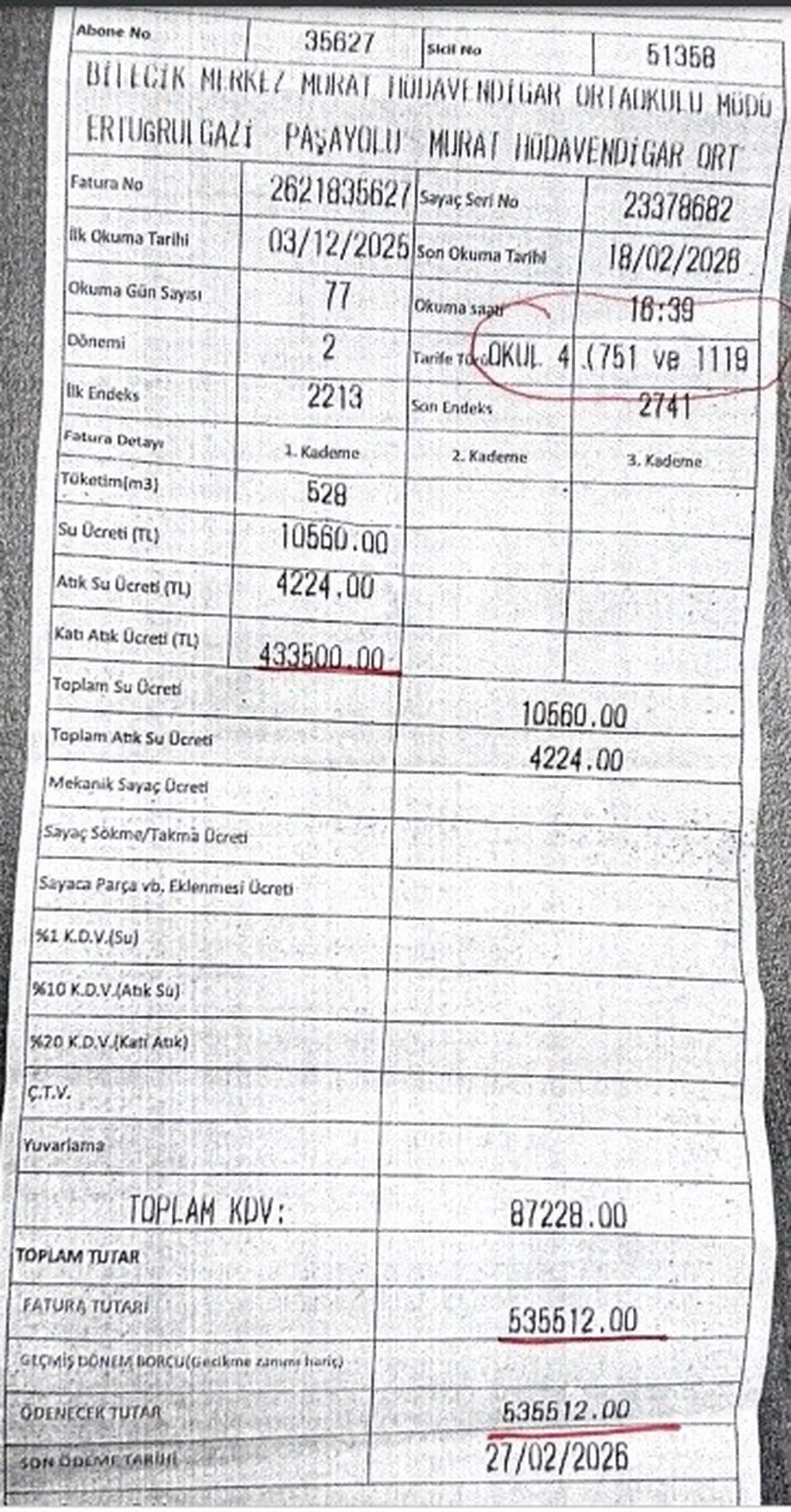 Okula kesilen su faturası pes dedirtti! Milli Eğitim hemen itiraz etti
