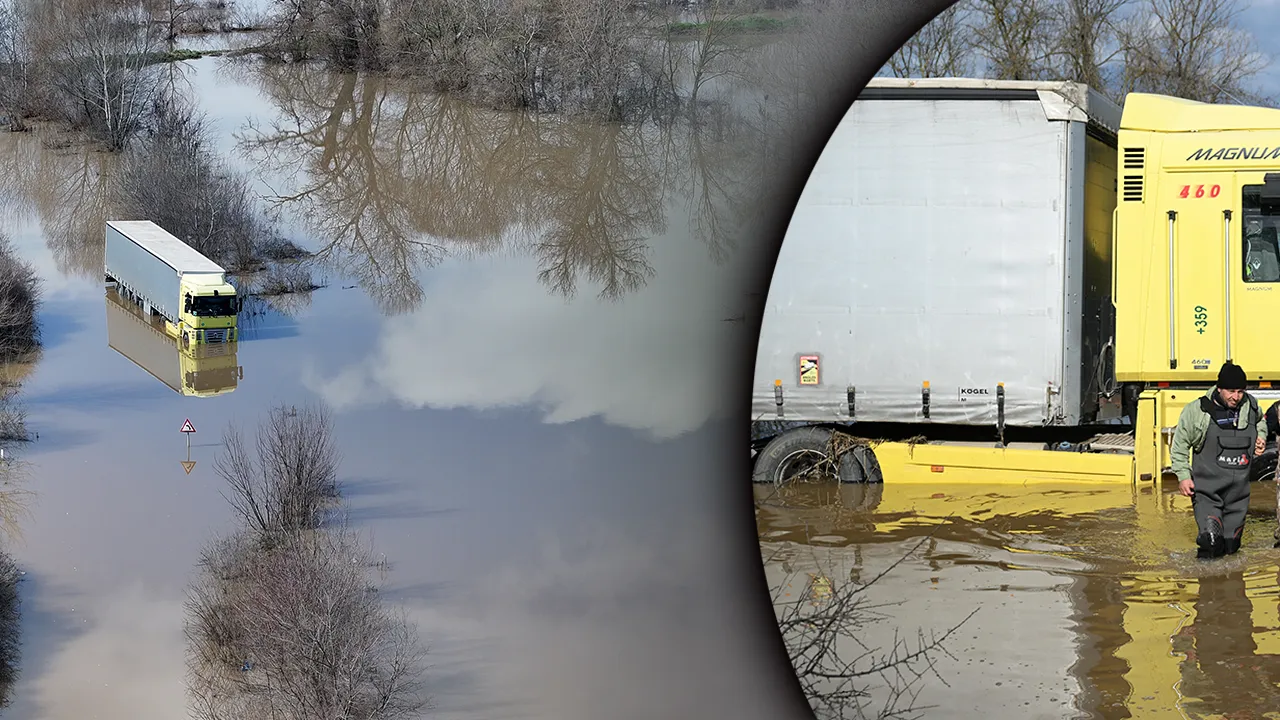 Suya gömülen tır sürücüsü ölümden döndü! Saniyelerle kurtarıldı 