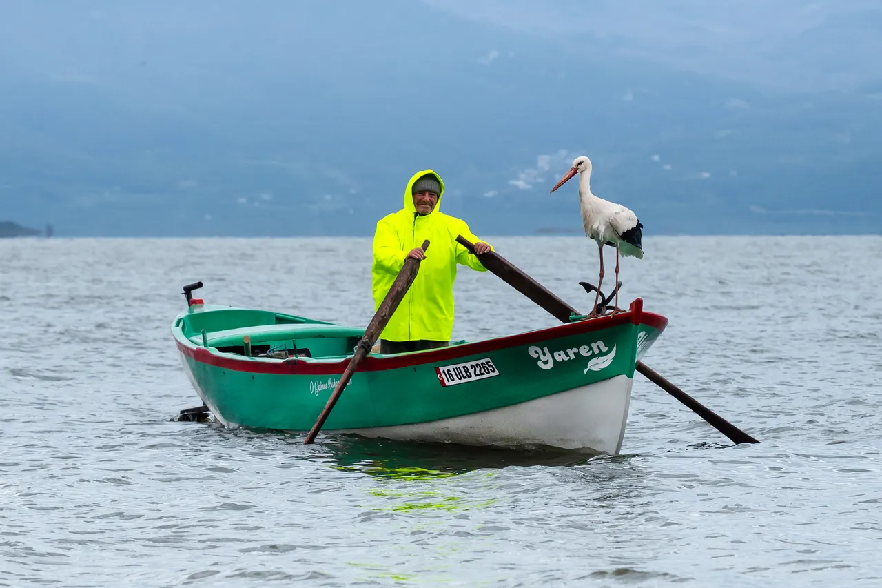 15'inci defa buluştular! Yaren Leylek ve balıkçı Adem Yılmaz bir arada