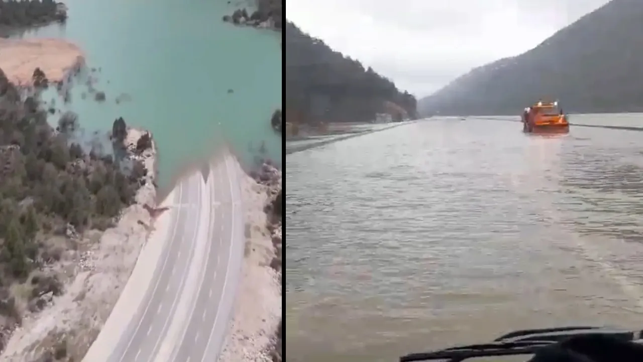İki ilin ulaşımını sağlayan yol trafiğe kapandı! 70 yıllık rekor kırıldı, asırlık mezarlar sular altında kaldı