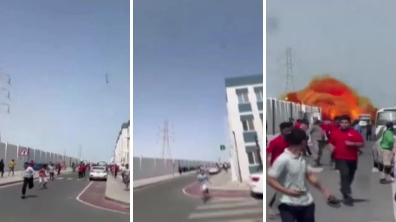Doha'da füze enkazı düştü! Patlama anı kamerada