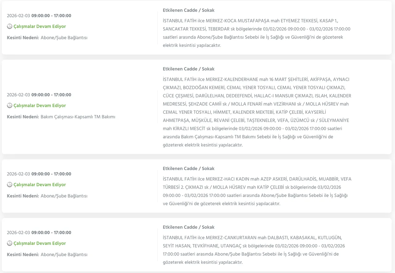BEDAŞ kesinti sorgulama 3 Şubat: İstanbul elektrik kesintisi ne zaman bitecek?
