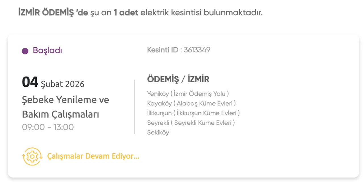GDZ elektrik kesintisi 4-5-6 Şubat listesi (Gaziemir, Karşıyaka, Buca, Bornova, Ödemiş)