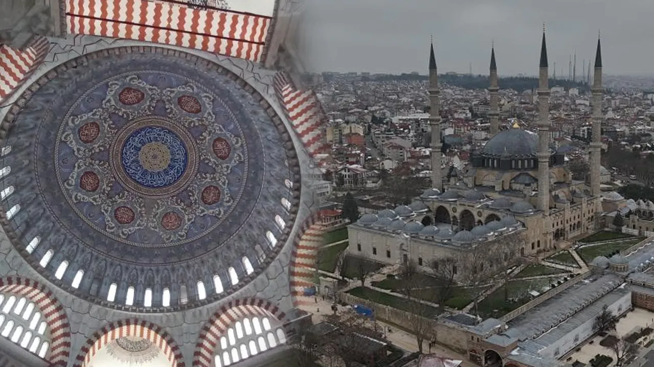 Selimiye Camii'nin ibadete açılmasına günler kaldı! Kubbe yazıları uzun bir aradan sonra ilk defa görüntülendi