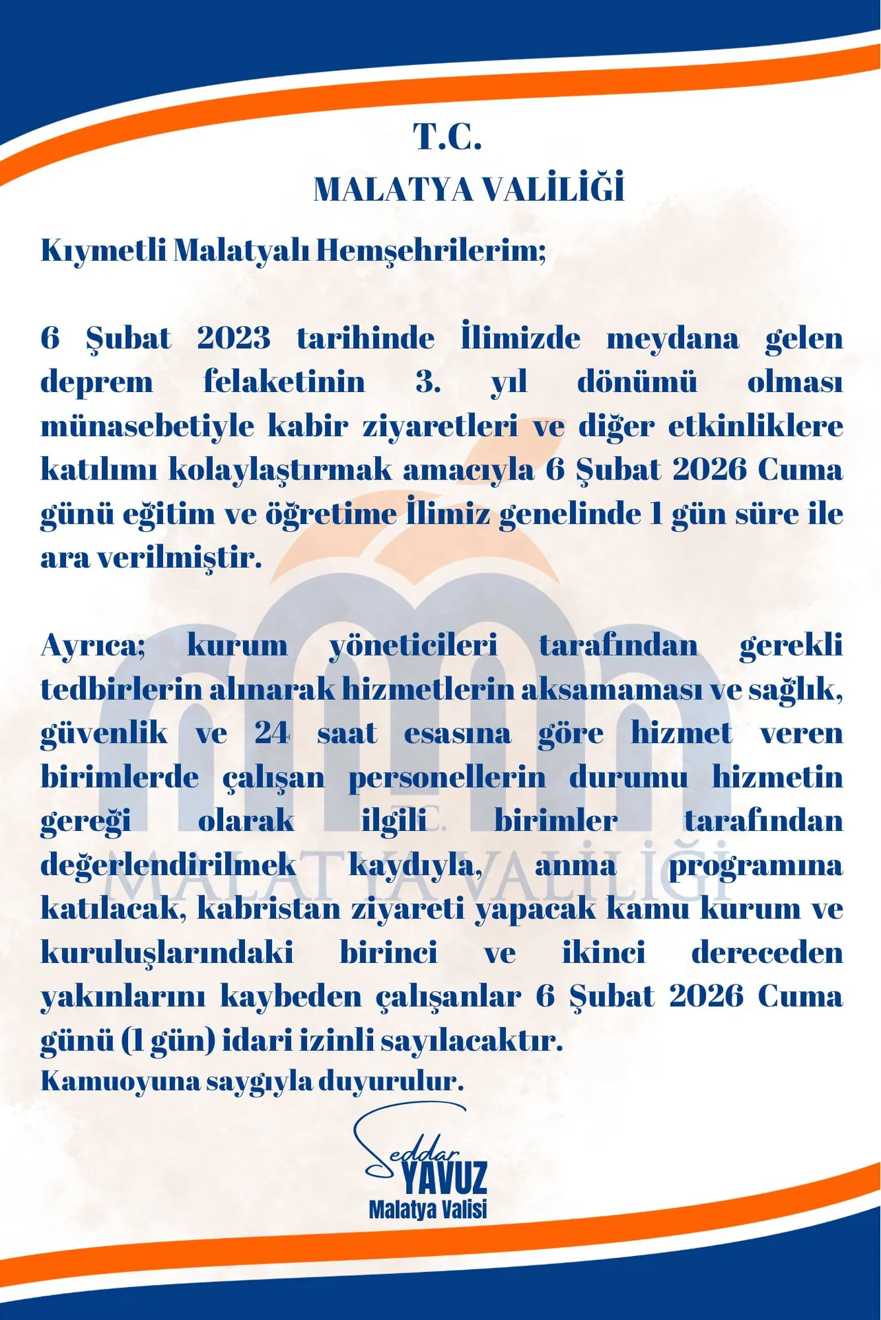 6 Şubat Malatyada okullar tatil mi? Malatya Valiliği açıkladı