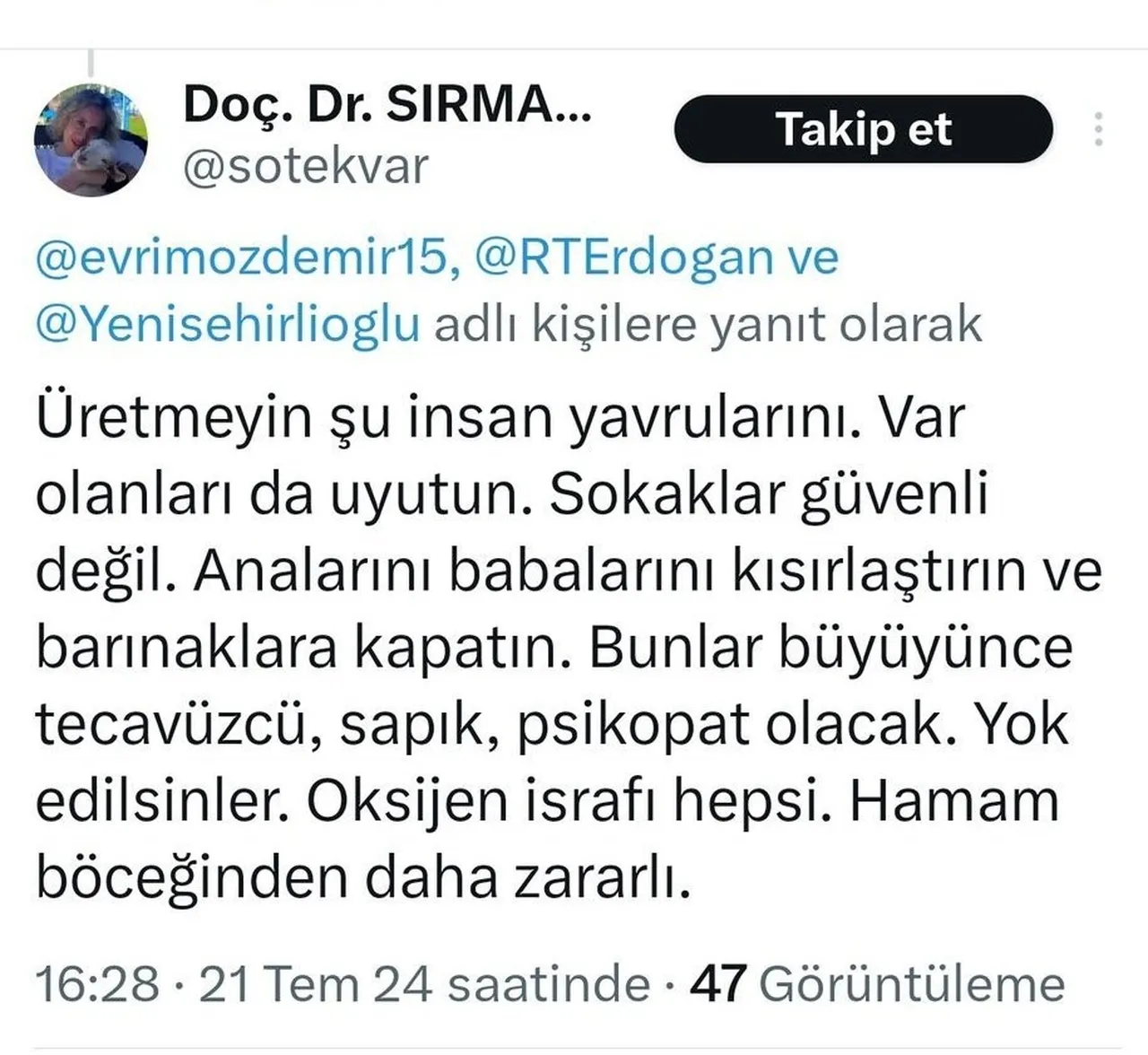 Akademisyenden çocukları hedef alan skandal paylaşımlar! "Üretmeyin, uyutun"
