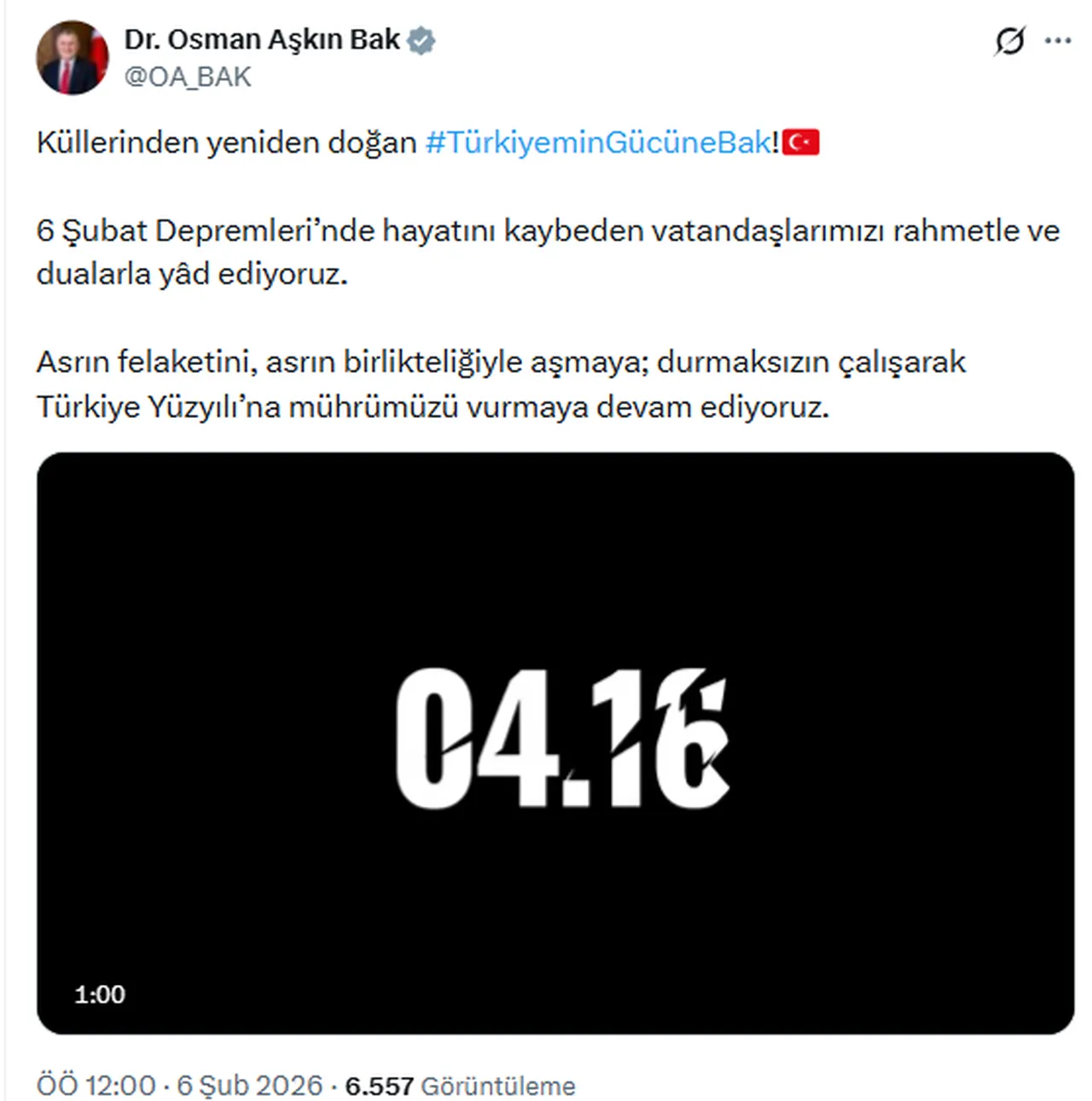 Acımız taze, hatıramız canlı! 6 Şubat depremi anma mesajları