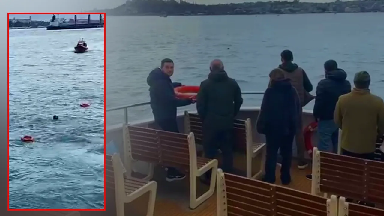 İstanbul Boğazı’nda korku dolu anlar! Suya atlayan yolcu yürekleri ağza getirdi 