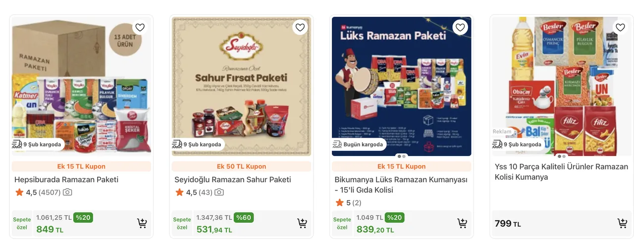 En ucuzu 499 TL'den başlıyor! İşte market market 2026 Ramazan erzak paketi fiyatları