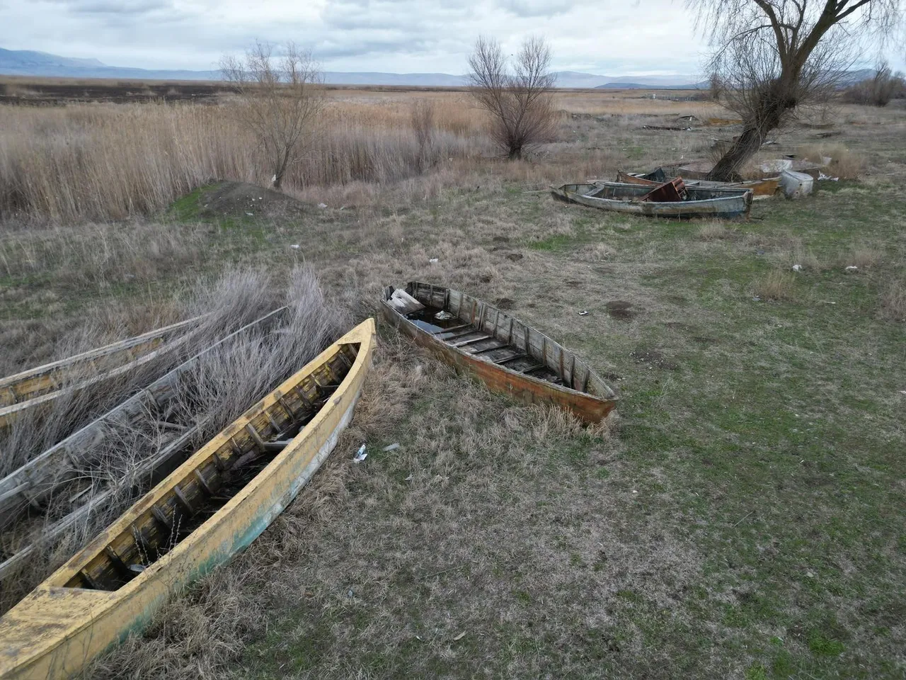 Eber Gölü’nde alarm! Sular çekildi, geriye “kayık mezarlığı” kaldı