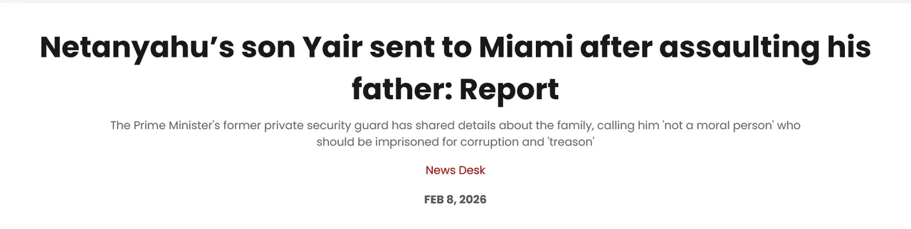 Netanyahu oğlundan dayak mı yedi? Yair'in Miami'ye sürüldüğü iddia edildi