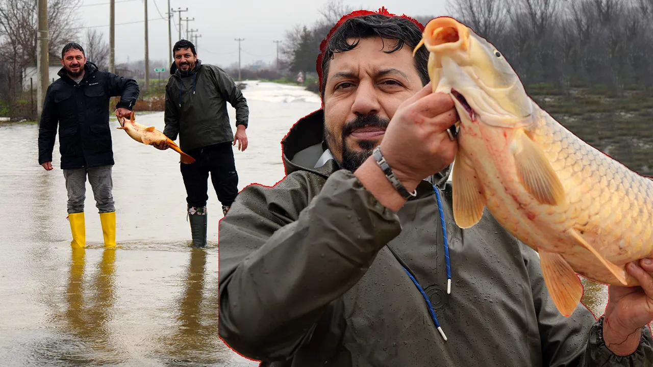 Nehir taştı, hepsi saçıldı! Tarla ve bahçelerden kilolarca balık tuttular