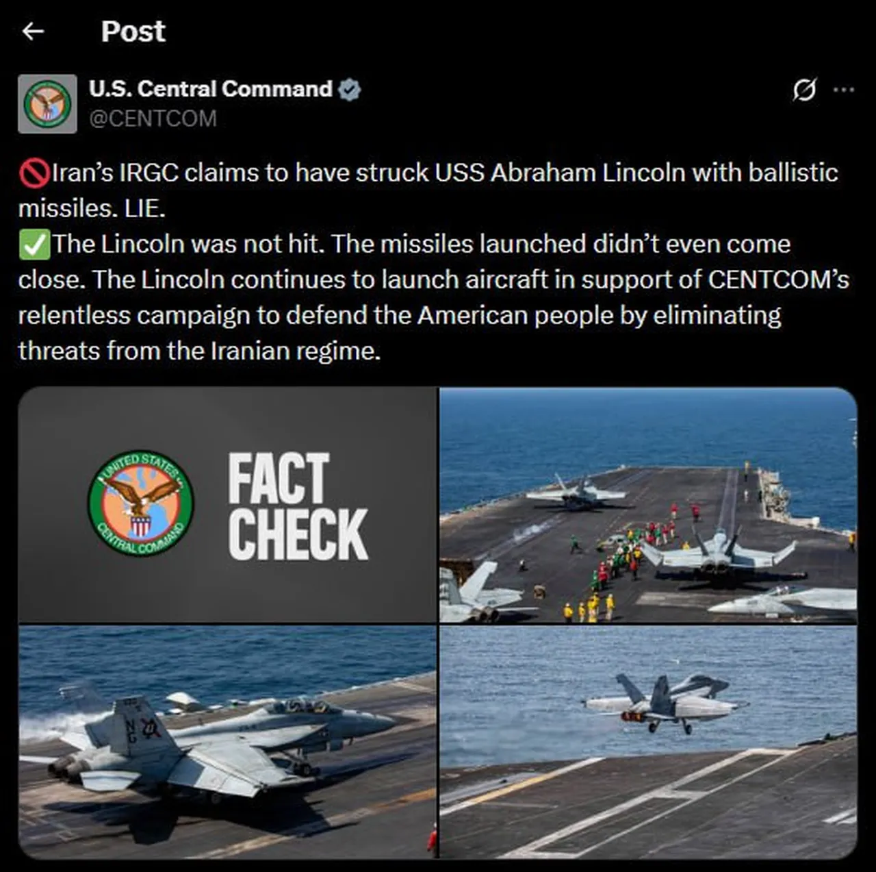 İran’dan ABD’ye balistik füze hamlesi! USS Abraham Lincoln'un hedef alındığı iddia edildi