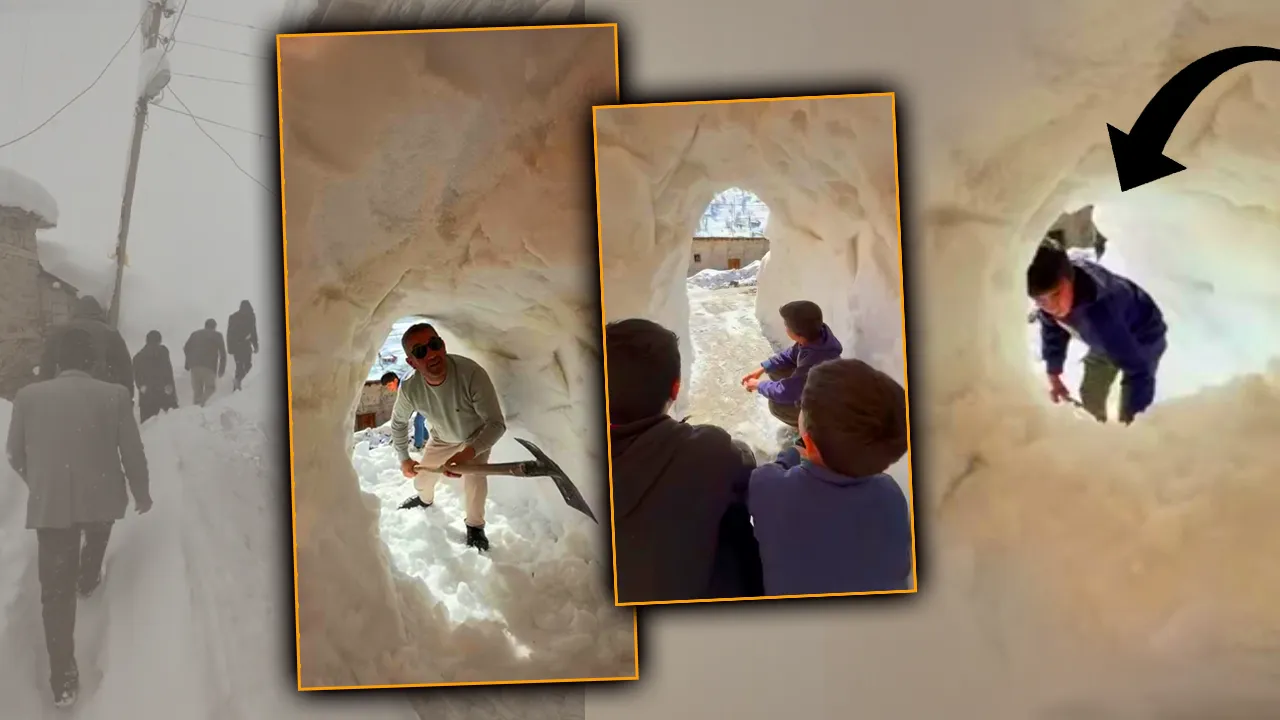 Türkiye'nin en soğuk ilinde kardan hayat koridoru! Gören bir daha bakıyor