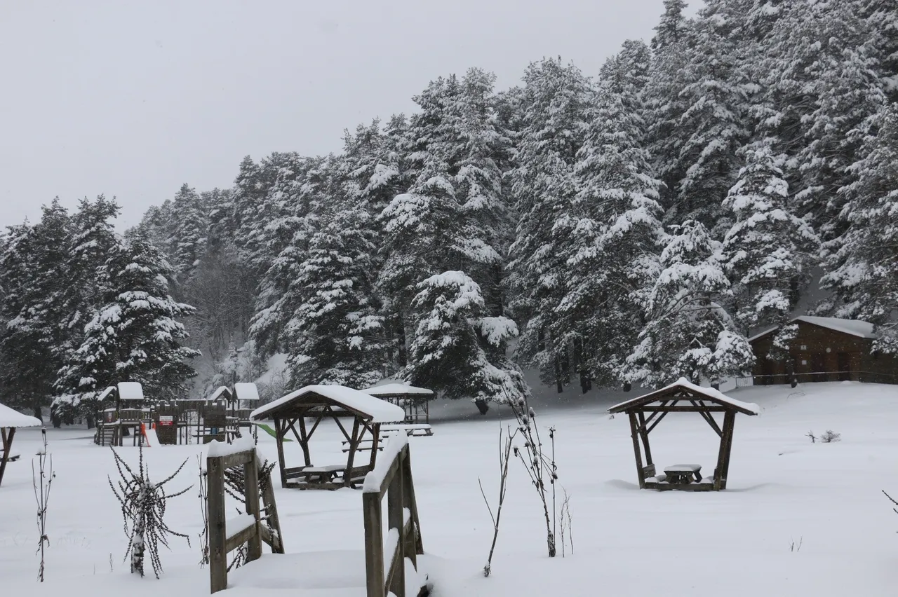 Türkiyenin turizm merkezi Abantta görsel şölen: Kar yağışıyla birlikte kartpostallık görüntüler oluştu