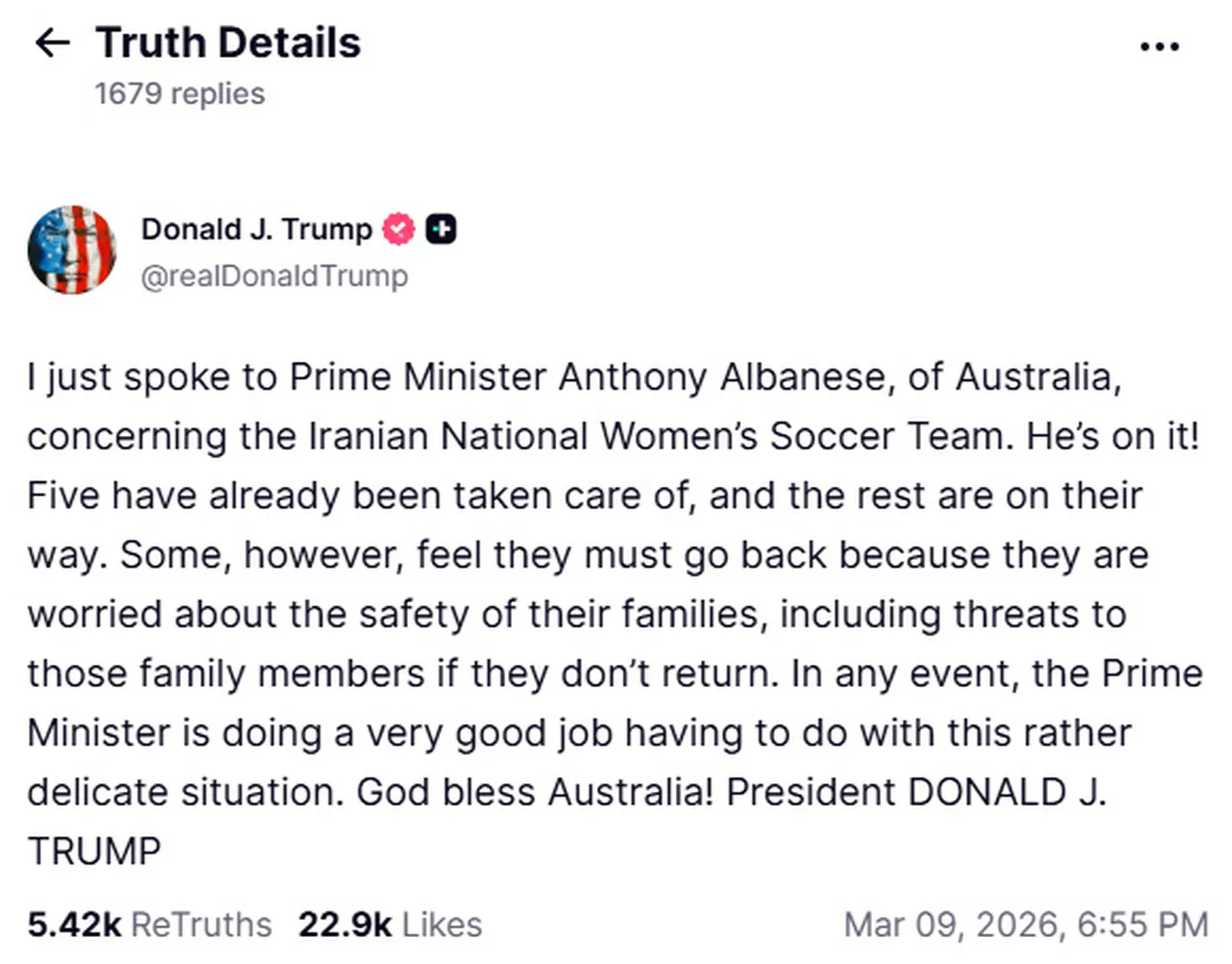 Donald Trump'ın paylaşımı