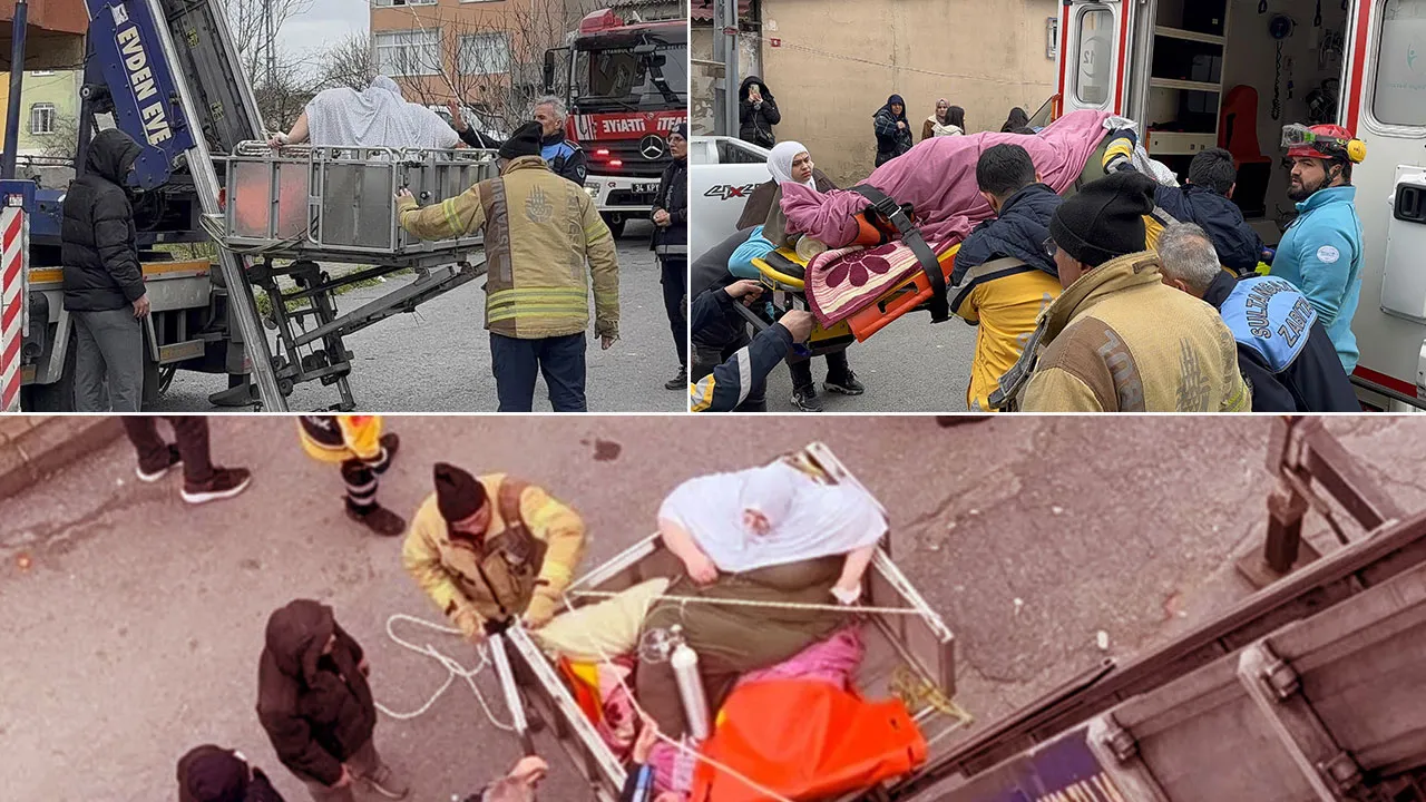 240 kiloluk Ayşe için seferberlik: Obezite hastası 7. kattan vinçle indirilip hastaneye götürüldü
