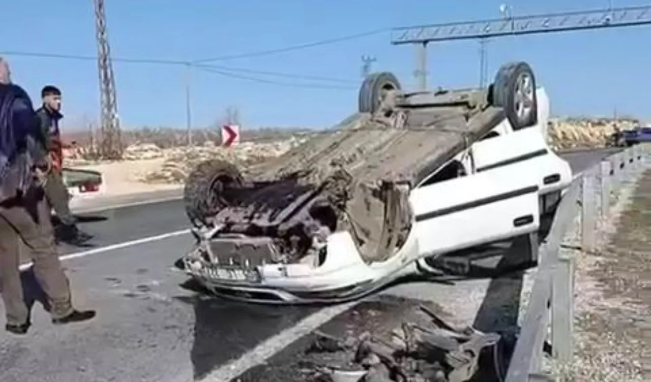 Takla atan araçtan burnu bile kanamadan kurtuldu!