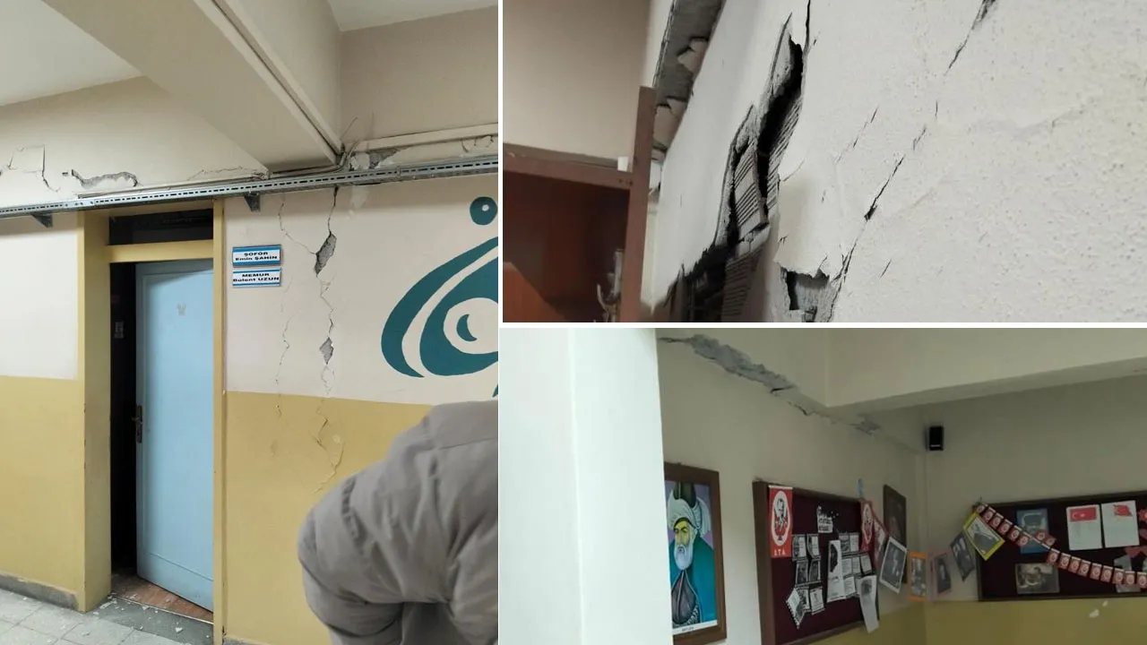 Tokat'ta 5,5 büyüklüğündeki deprem okulun duvarlarını çatlattı