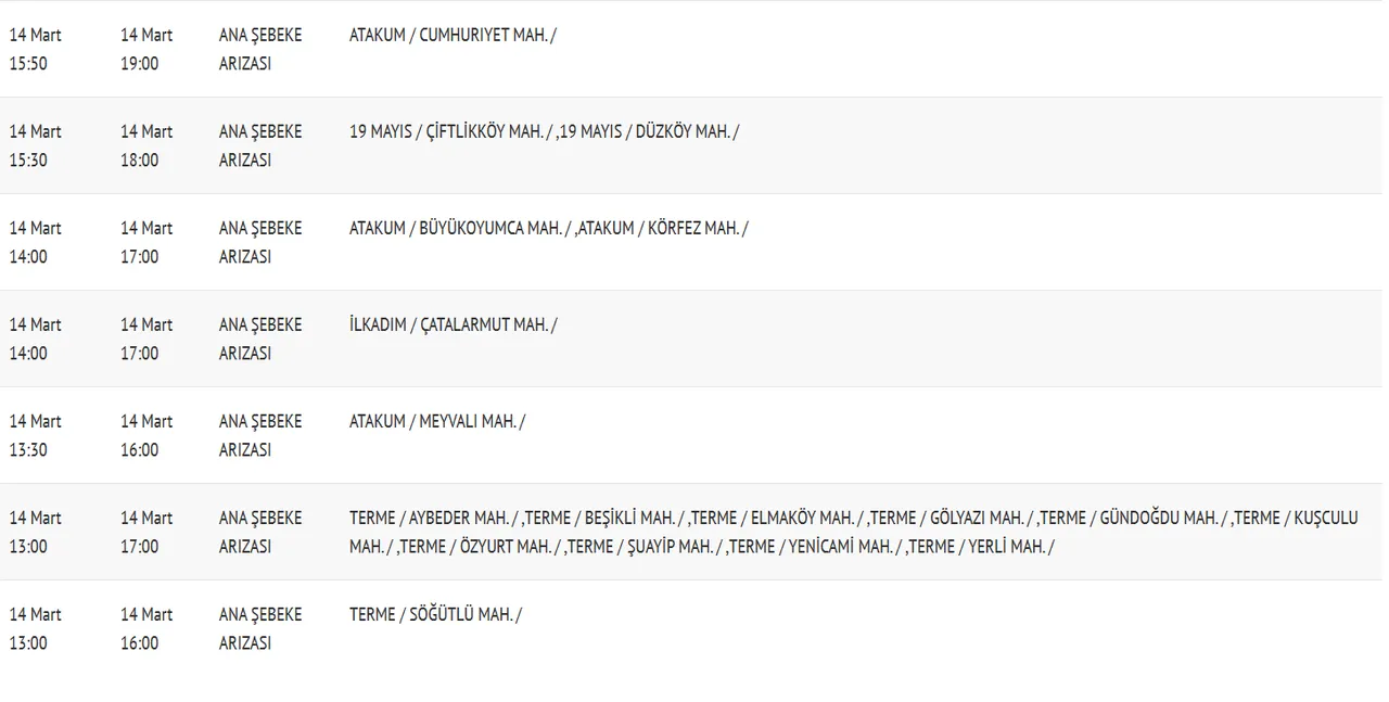 SASKİ su kesintisi! Samsun Çarşamba su kesintisi ne zaman bitecek? (14 Mart 2026)