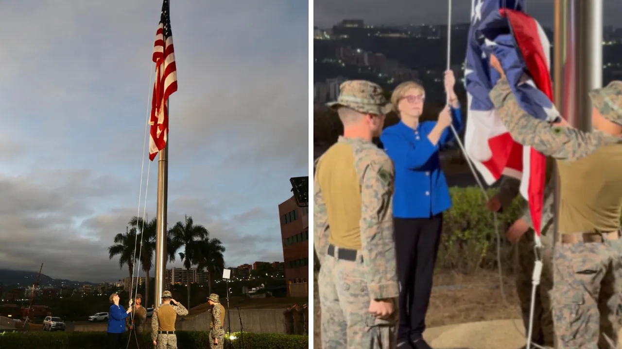 7 yılın ardından bir ilk! Venezuela'da ABD bayrağı yeniden göndere çekildi