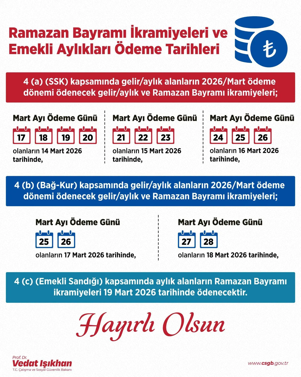 Emekli bayram ikramiyesi ve maaşlar ne zaman yatacak? 4A, 4B,4C ikramiye ve maaş ödeme günleri