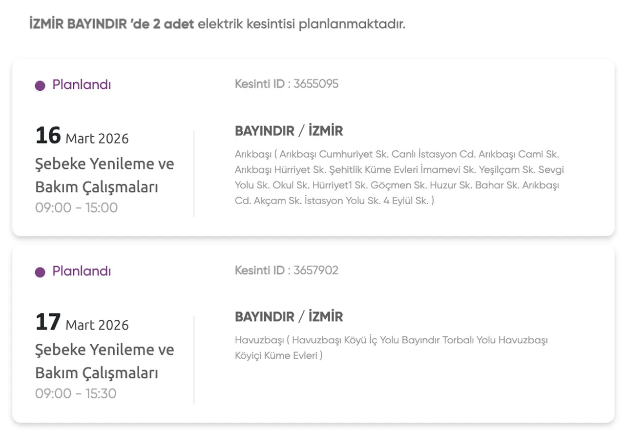 Gediz Elektrik 16-17 Mart listesi! İzmir elektrik kesintisi ne zaman bitecek?